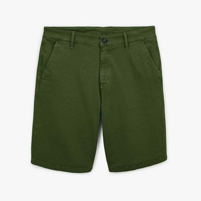 Bermuda 200 Vert Olive Coupe Droite En Coton Stretch HOMME SERGE BLANCO