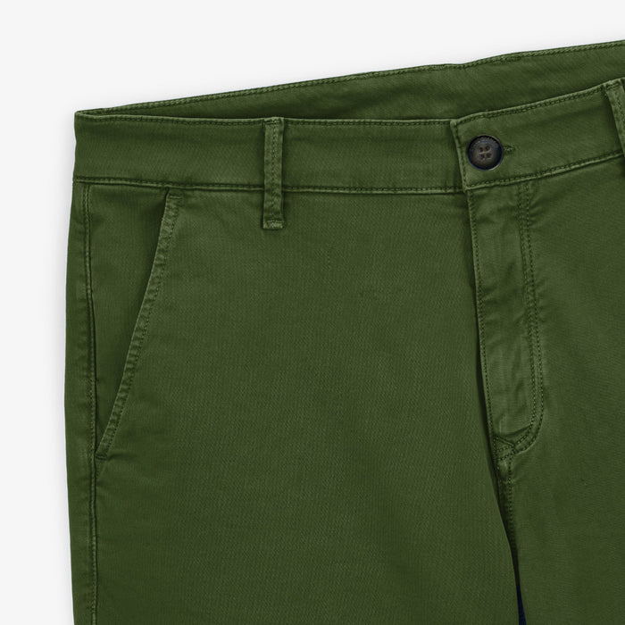 Bermuda 200 Vert Olive Coupe Droite En Coton Stretch HOMME SERGE BLANCO