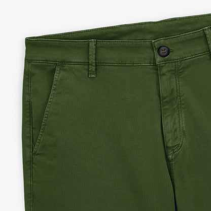 Bermuda 200 Vert Olive Coupe Droite En Coton Stretch HOMME SERGE BLANCO