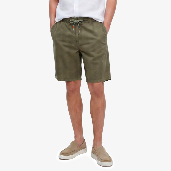 Bermuda 557 en lin et coton coupe ample vert olive