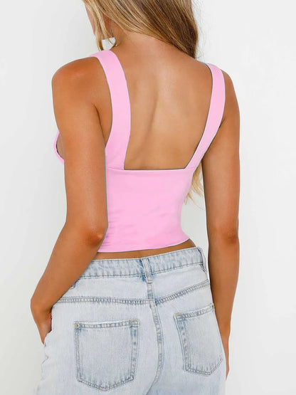 Hazel Blues® |  Wide Strap V-Neck Tank