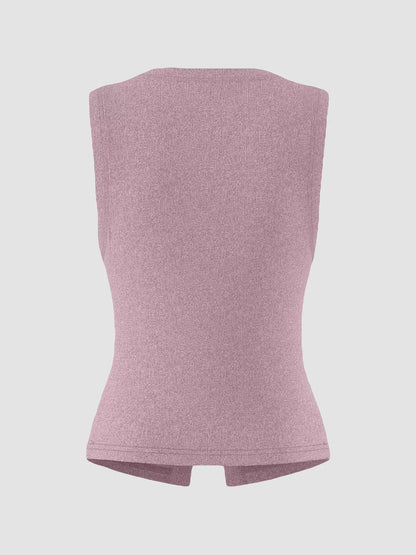 Hazel Blues® |  Ribbed Button-Front Sleeveless Tank