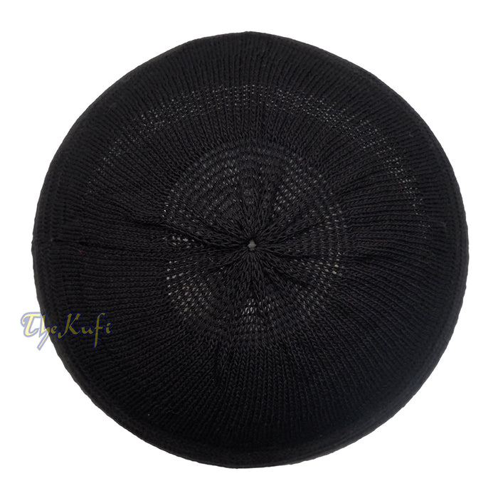 Black Kufi Hat For Prayer - Cotton-Mix Soft Stretch-Knit Islamic Namaz Salah Cap