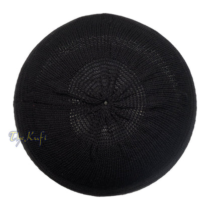 Black Kufi Hat For Prayer - Cotton-Mix Soft Stretch-Knit Islamic Namaz Salah Cap