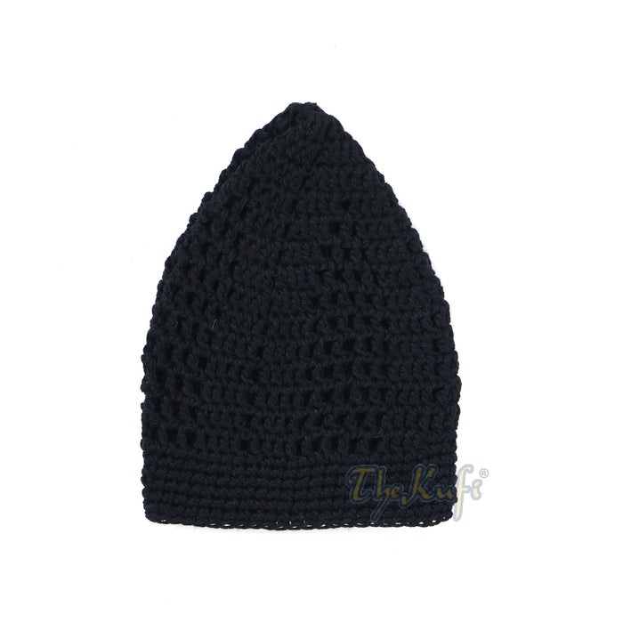 Black Kufi Tight & Loose Weave Design Crochet Knit Cap