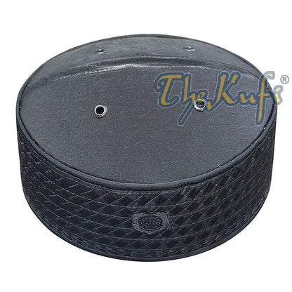Black Rigid Embroidered Habaib Kufi with 4 Holes