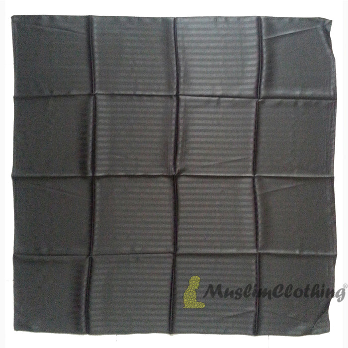 Black Striped Borderless Satin Scarf Hijab Shawl Islamic Headwear