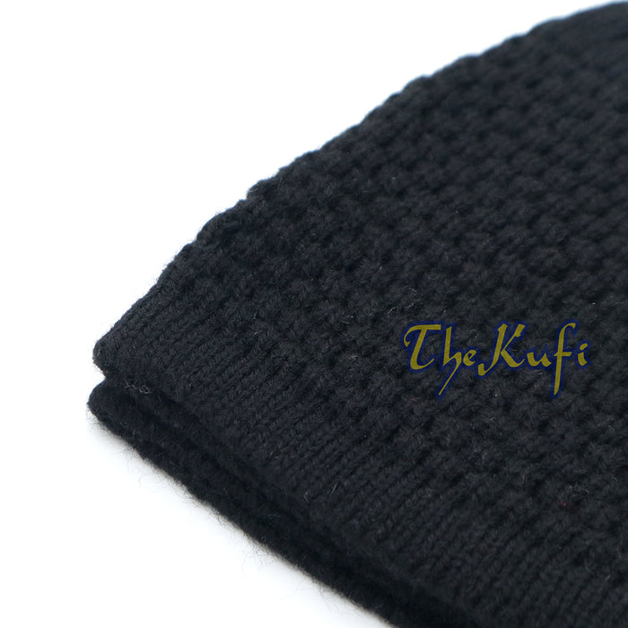 Black Turkish-Style Knit Stretchy Beanie One-Size Kufi