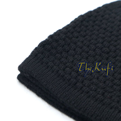Black Turkish-Style Knit Stretchy Beanie One-Size Kufi