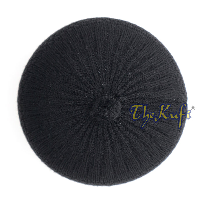 Black Turkish-Style Knit Stretchy Beanie One-Size Kufi