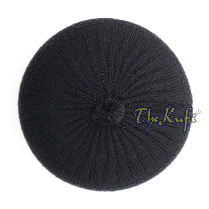 Black Turkish-Style Knit Stretchy Beanie One-Size Kufi