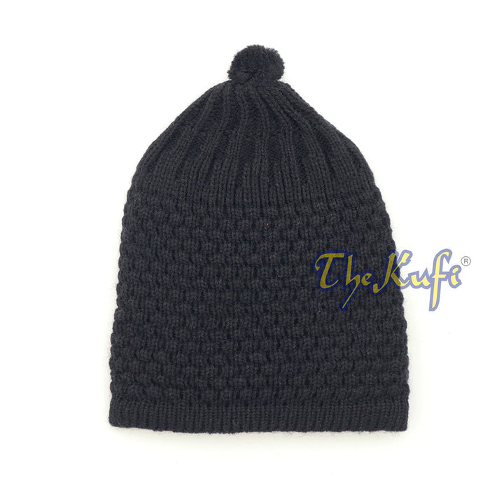 Black Turkish-Style Knit Stretchy Beanie One-Size Kufi