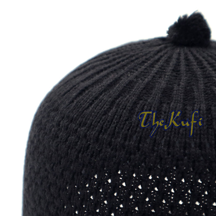 Black Turkish-Style Knit Stretchy Beanie One-Size Kufi