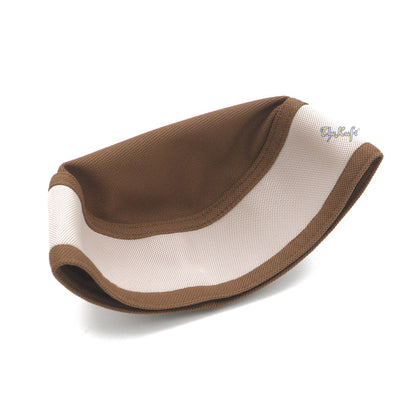Brown and Light Brown Madun Vented Top Pliable Two-Color Round Kufi Hat
