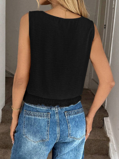 Hazel Blues® |  Smocked Waist Round Neck Tank