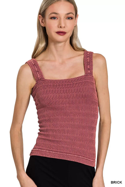 Hazel Blues® |  Zenana Seamless Winkle Stone Washed Tank Top