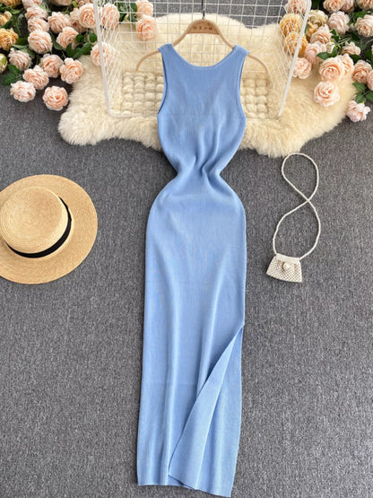Hazel Blues® |  Knot Back Sleeveless Knit Bodycon Midi Dres