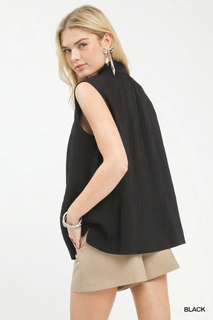 Hazel Blues® |  Umgee Sleeveless Textured Split Neck Top