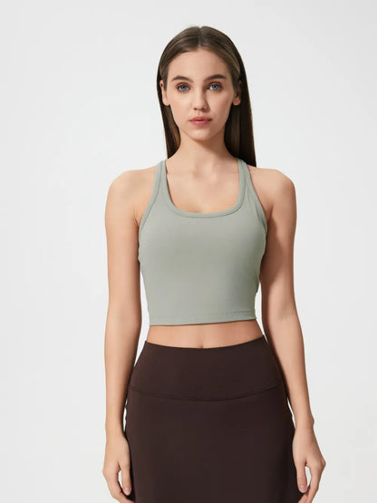 Hazel Blues® |  Millennia Scoop Neck Active Tank with Detachable Chest Pads