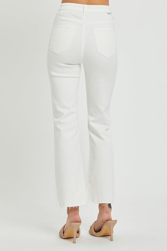 Hazel Blues® |  RISEN High Rise Button Fly Straight Ankle Jeans