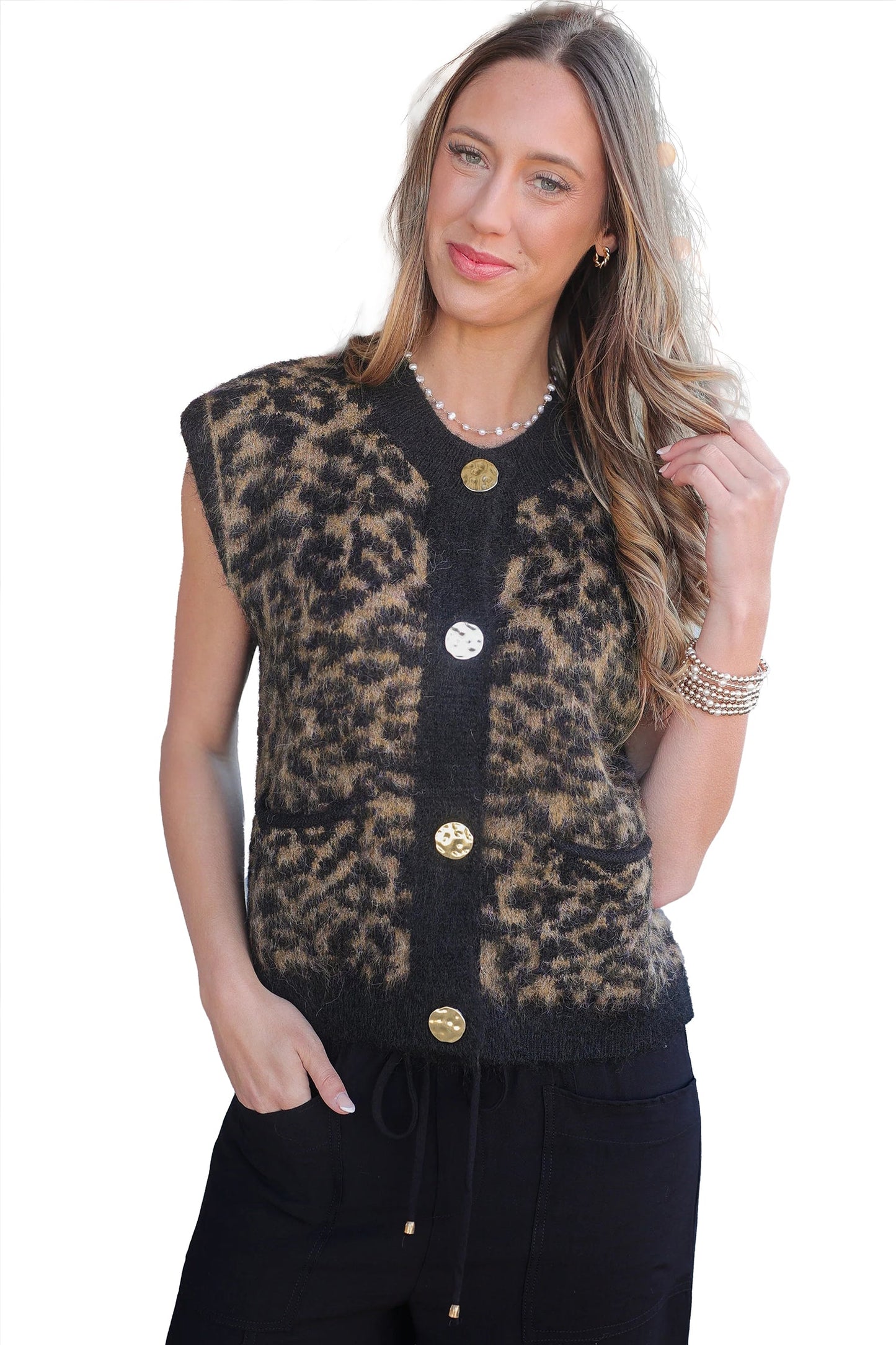 Hazel Blues® |  Wild Side Vest | Leopard Sleeveless Vest