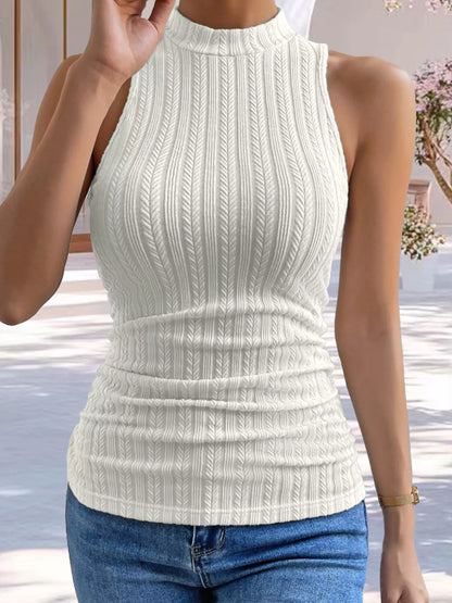 Hazel Blues® |  Texture Knit Mock Neck Tank