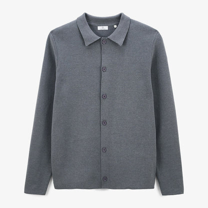 Cardigan Col Polo Gris Chiné Messi Homme SERGE BLANCO
