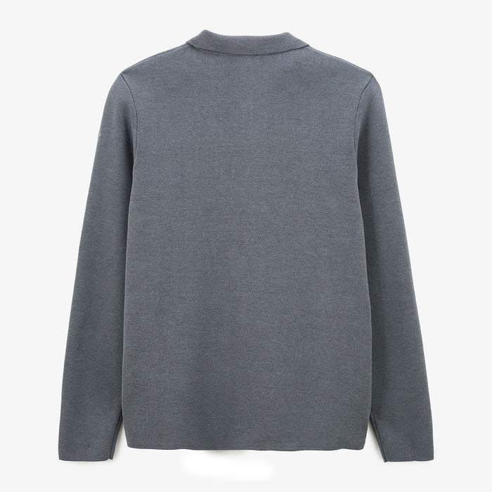 Cardigan Col Polo Gris Chiné Messi Homme SERGE BLANCO