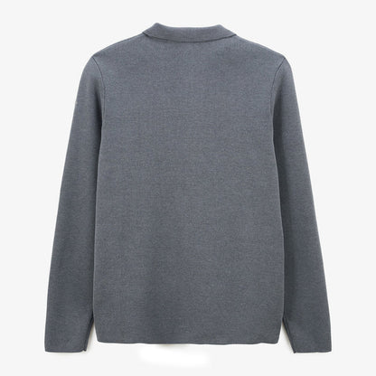 Cardigan Col Polo Gris Chiné Messi Homme SERGE BLANCO