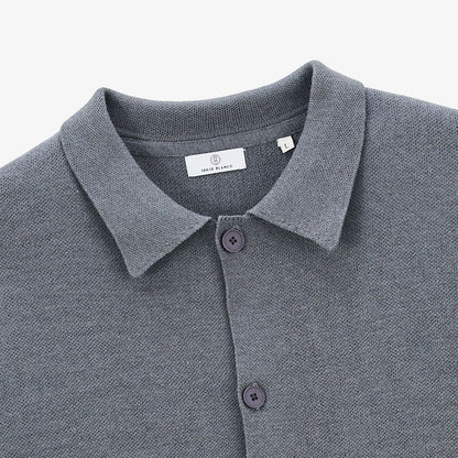 Cardigan Col Polo Gris Chiné Messi Homme SERGE BLANCO