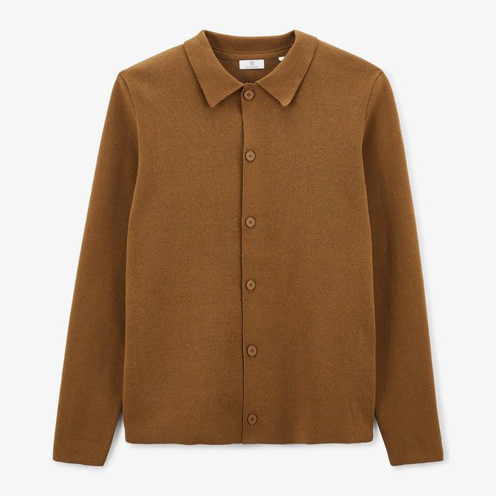 Cardigan Col Polo Marron Noisette Messi Homme SERGE BLANCO