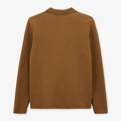 Cardigan Col Polo Marron Noisette Messi Homme SERGE BLANCO