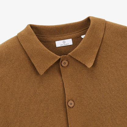 Cardigan Col Polo Marron Noisette Messi Homme SERGE BLANCO