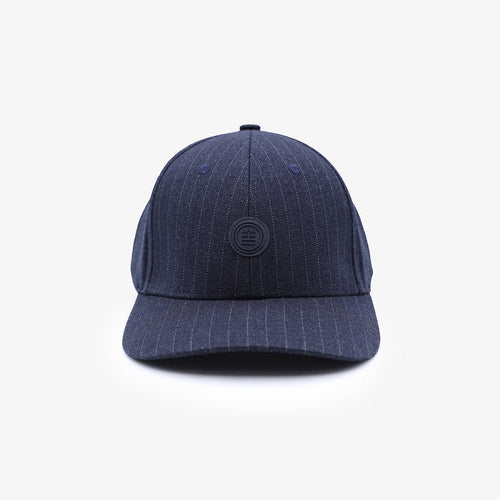 Casquette baseball avec rayures en laine bleu marine