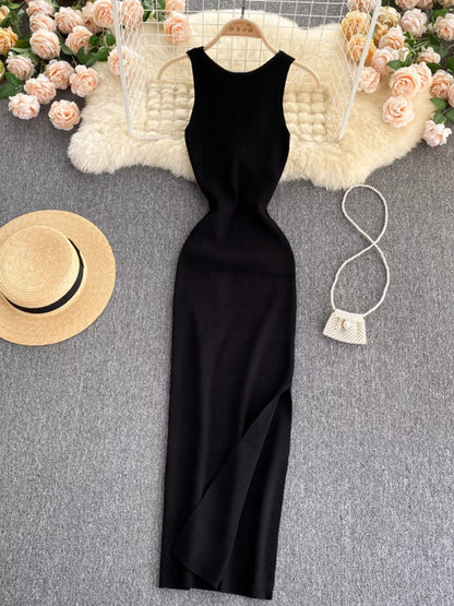 Hazel Blues® |  Knot Back Sleeveless Knit Bodycon Midi Dres