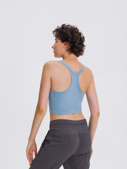 Hazel Blues® |  Millennia Scoop Neck Active Tank with Detachable Chest Pads