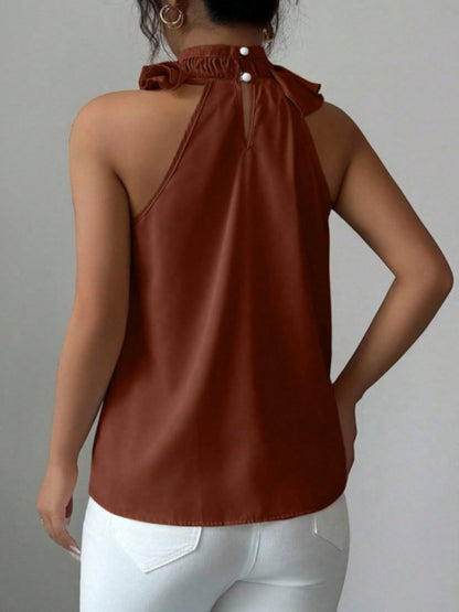 Hazel Blues® |  Ruffle High Neck Sleeveless Top