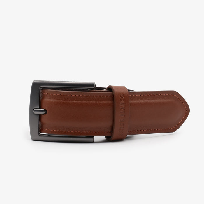 Ceinture en cuir avec surpiqûre ton sur ton marron homme serge blanco