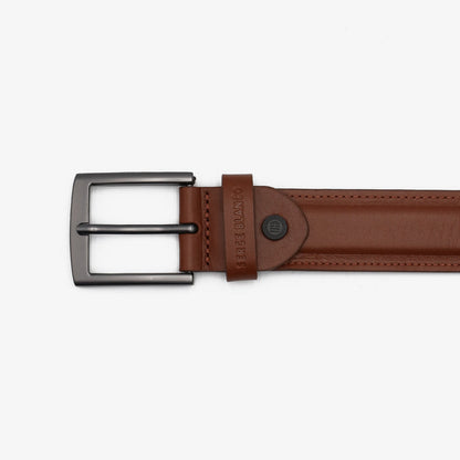Ceinture en cuir avec surpiqûre ton sur ton marron homme serge blanco