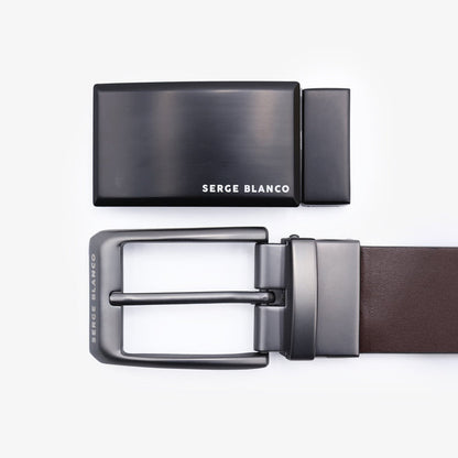 Ceinture en Cuir Bovin Noire Sans Surpiqûre Homme SERGE BLANCO