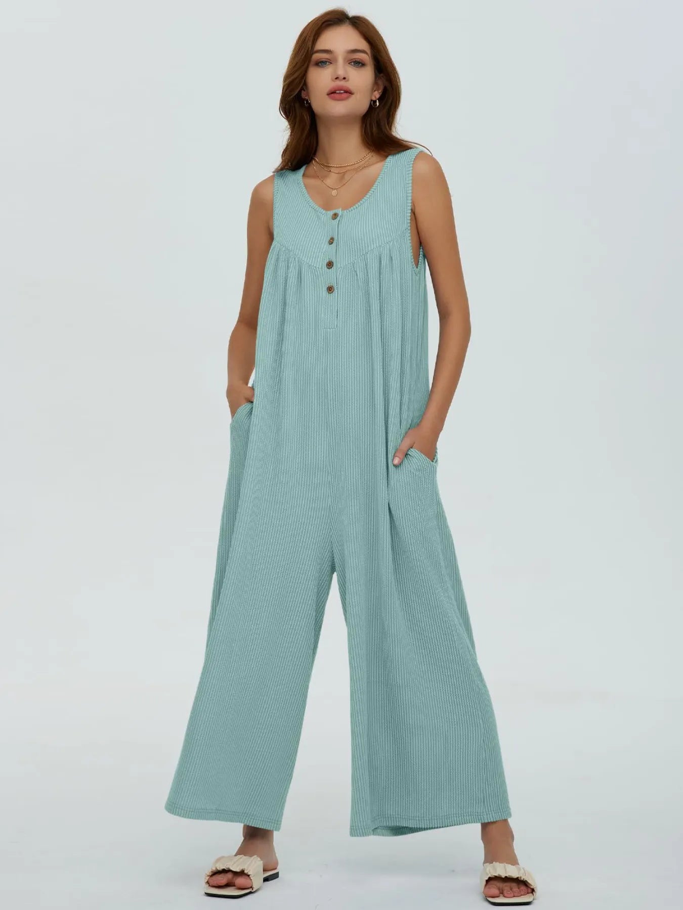 Hazel Blues® |  Sleeveless Wide Leg Jumpsuit