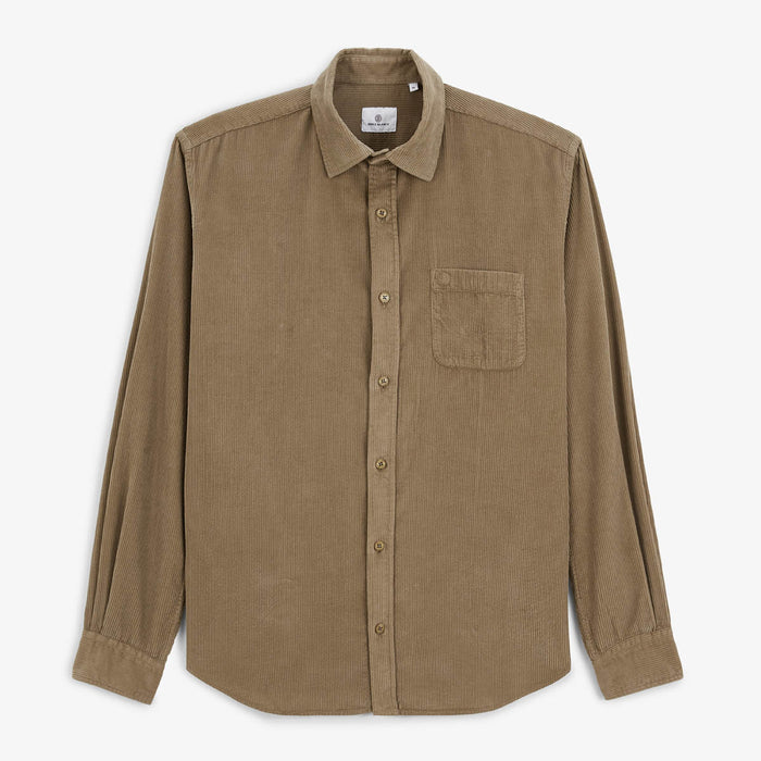 Chemise Charles en velours à manches longues blanc crème