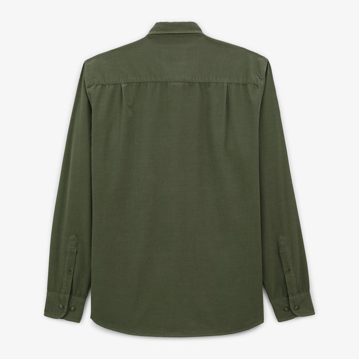 Chemise Charles en velours à manches longues vert kaki homme serge blanco