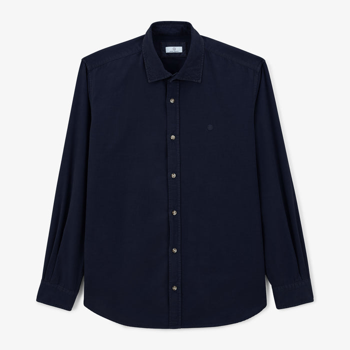 Chemise Charles en velours bleu marine homme serge blanco