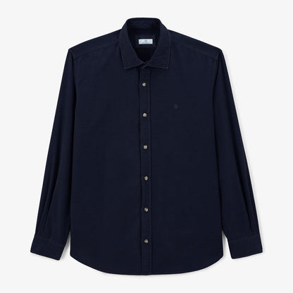 Chemise Charles en velours bleu marine homme serge blanco