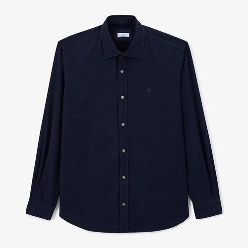 Chemise Charles en velours bleu marine homme serge blanco