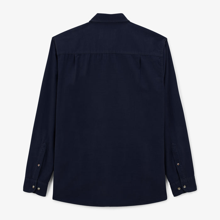 Chemise Charles en velours bleu marine homme serge blanco