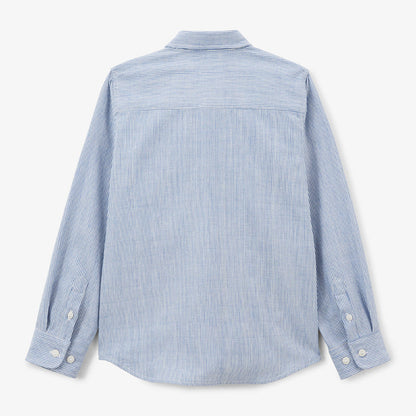 Chemise Manches Longues à Rayures En Coton Bleu Ciel Poche Poitrine Charles Homme SERGE BLANCO