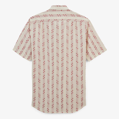 Chemise jacquard manches courtes avec fleurs brodees en coton blanche HOMME SERGE BLANCO