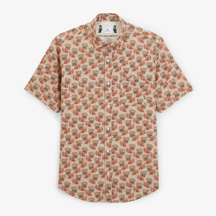 Chemises manches courtes beige avec imprimés personnage Geisha Homme SERGE BLANCO